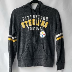 🛍3 for $30 NFL Steelers grey zip up hoodie Sz S